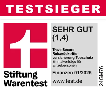 Finanztest 2025 Testsieger Reiserücktrittsversicherung Einzelperson 