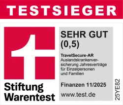 Testsieger Finanztest Auslandskrankenversicherung SEHR GUT