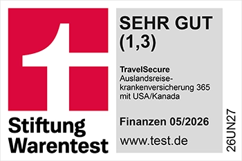 Finanztestsiegel 2026 Langzeit-Auslandskrankenversicherungen mit USA & Kanada Note Sehr gut