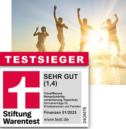 Grafik Testsieger Finanztest Stiftung Warentest Reiserücktritt Jahresreiseversicherung