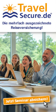 TravelSecure Bannerwerbung Seminar: Jetzt Seminar absichern!